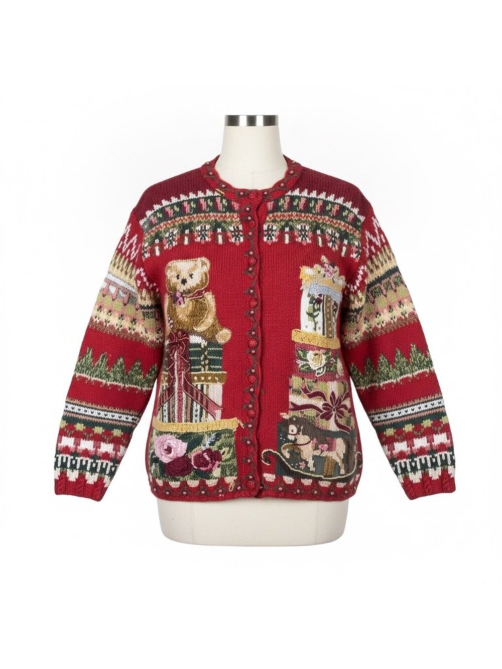 Carolina Colours Womens Red Festive Christmas Beaded Cardigan Plus Size 20W